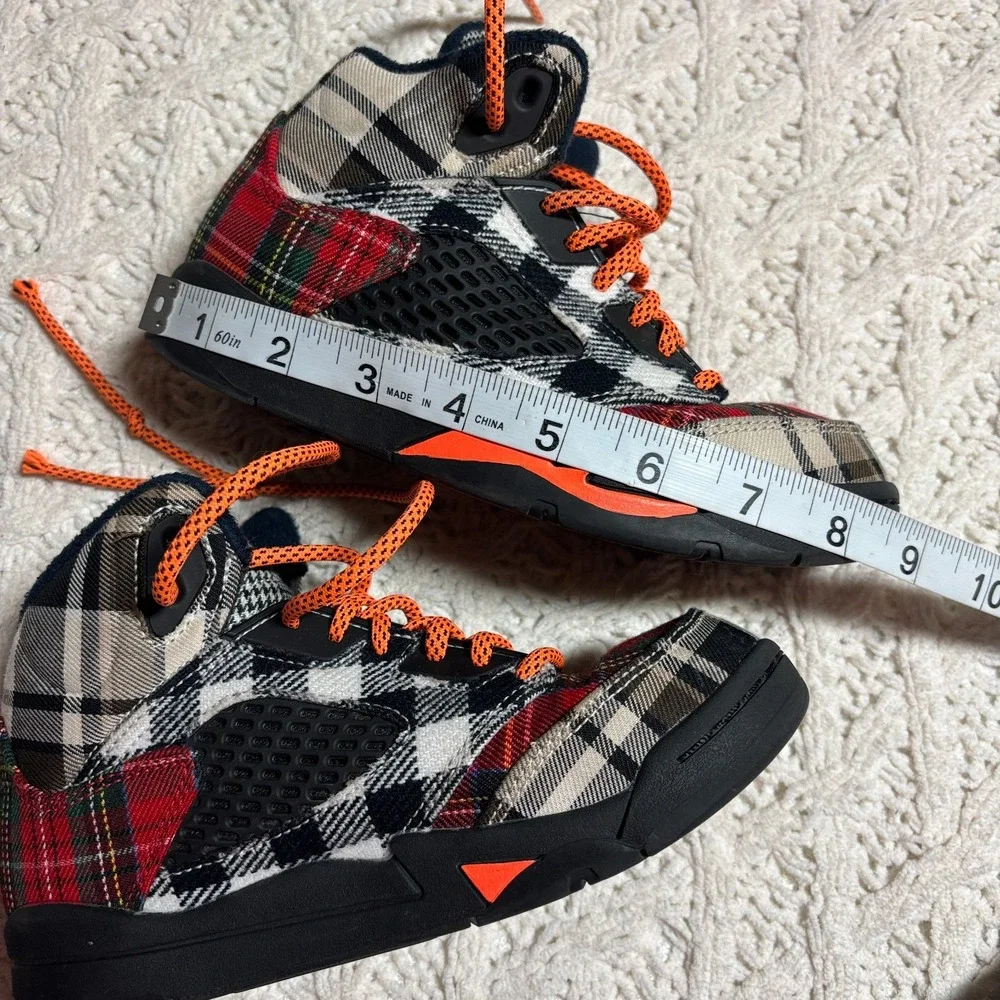 Air Jordan Textile Sneakers‎ Multi-Color Tartan Plaid Patchwork US Size 1Y